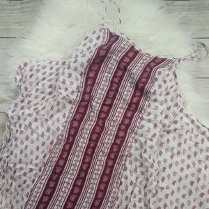 EXIST Boho Maxi Dress Paisley Burgundy White Tie